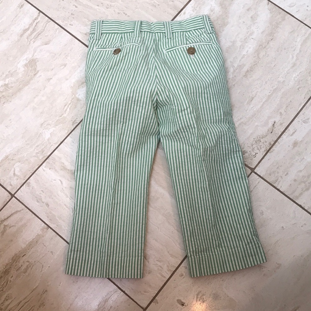 Crewcuts Boys green seersucker pants.